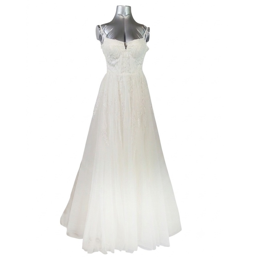 Martina Liana Ivory Beaded Sequin Tulle A-Line Wedding Dress Gown  sz 10 *defect